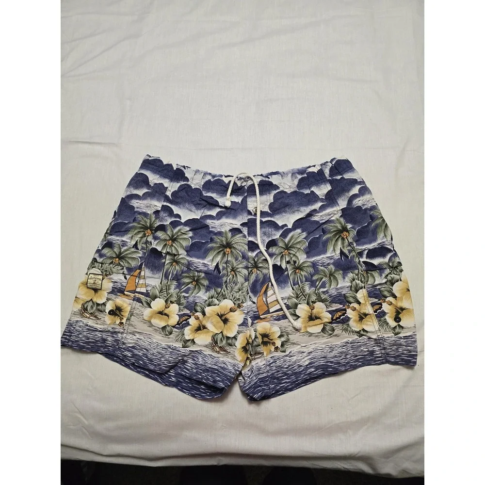 Tommy Bahama Swim Trunks Mens Medium Floral Hawaiian Board Shorts Beach Swimwear